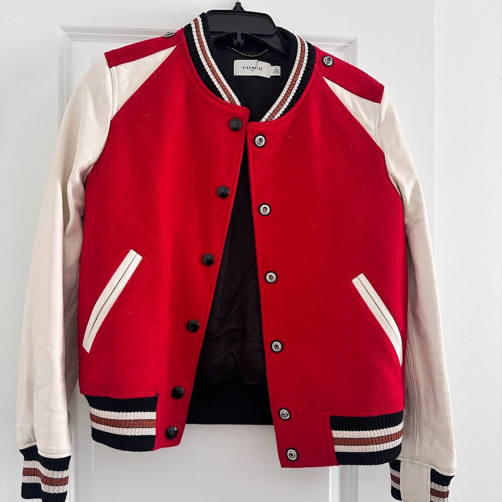 Coach Red Varsity Jacket: Size US 6